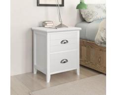 vidaXL Comodino Set 2 pz con 2 Cassetti Bianco