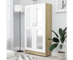 vidaXL Vetrina Bianca e Rovere Sonoma 82,5x30,5x150 cm in Truciolato