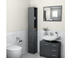 vidaXL Armadio da Bagno Grigio Lucido 25x25x170 cm in Truciolato