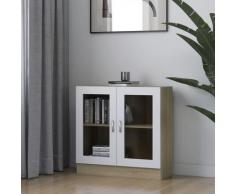 vidaXL Credenza con Vetrina Bianco e Rovere 82,5x30,5x80 cm Truciolato