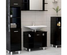 vidaXL Armadio da Bagno Nero Lucido 60x32x53,5 cm in Truciolato