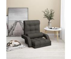 vidaXL Sedia da Terra Pieghevole Funzione Letto Tessuto Grigio Scuro