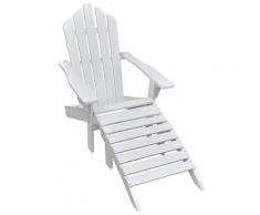 vidaXL Sedia da Giardino con Poggiagambe in Legno Bianco