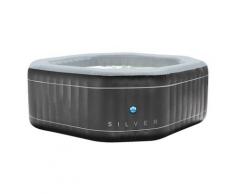 Vasca Idromassaggio Da Esterno Gonfiabile Riscaldata 5/6 Posti 185x185x70 Cm Netspa Silver Nera