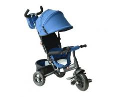 Passeggino Triciclo Per Bambini Con Maniglione E Tettuccio Nero E Blu
