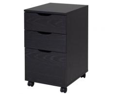 Cassettiera Portadocumenti Da Ufficio 34x40x60,5 Cm 3 Cassetti Nera