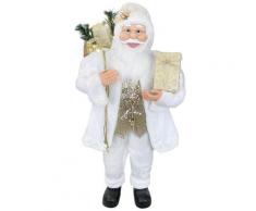 Babbo Natale Bianco E Oro Abito In Velluto 120hcm Con Luci E Suoni