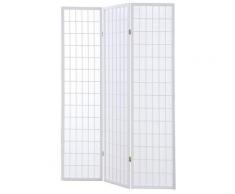 Paravento Separè 3 Pannelli 130,5x178cm In Legno Tosini Bianco