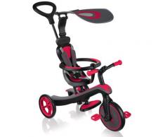 Passeggino Triciclo Per Bambini Con Maniglione E Tettuccio Globber Explorer Trike 4 In 1 Rosso