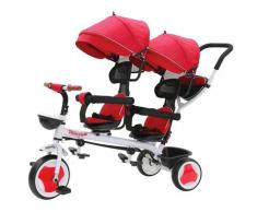 Passeggino Triciclo Gemellare Pieghevole Con Sedile Girevole 360° Kidfun Tricygò Rosso