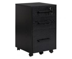 Cassettiera Portadocumenti Da Ufficio 39,2x40x65,4 Cm 3 Cassetti Nera