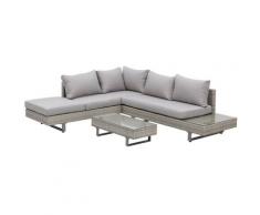 Set da Giardino Divano Angolare e Tavolino in Rattan Grigio...