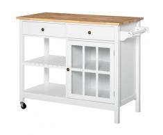 Mobiletto Carrello da Cucina 116,5x48x86,5 cm in MDF con Cassetti e Mensole Bianco...