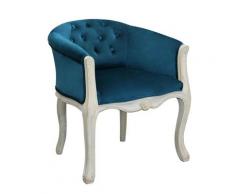 Poltrona Coreen in Velluto Blu 61x61x71 h cm in Legno Blu...