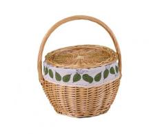 Cesto in vimini con fodera e coperchio naturale tondo cm Ø32xh38...