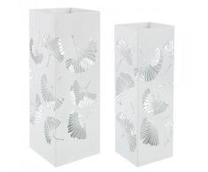 Set 2 Portaombrelli Ginkgo Quadrate Bianco in Acciaio...