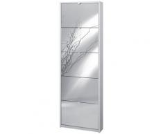 Scarpiera 5 Ante con Specchio 63x190x18 cm Bianco Fiammato...