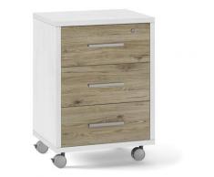 Cassettiera 3 Cassetti su Ruote 51x71x41 cm Ossido Bianco/Rovere Naturale...