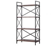 Libreria Scaffalatura a 4 Ripiani in Acciaio e Legno 80x40x160 cm...