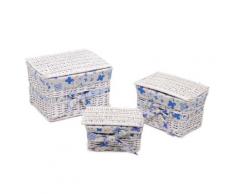 Set 3 Scatole in vimini spaccato sam bianco rettangolare...
