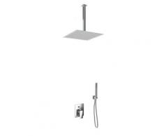 Kit Doccia Soffione Doccino e Miscelatore in Acciaio Inox 40x40 cm da Soffitto Square...