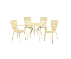 Set Tavolo + 4 Sedie in Acciaio Verniciato Crema Salotto Ginevra Big...