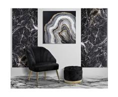 Poltrona Shell Nera 65x69x84 cm in Legno Spugna Poliestere e Acciaio Nero e Oro...