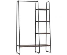 Appendiabiti da Terra con Barra e 5 Ripiani 101x39x160 cm in Legno e Acciaio Marrone e Nero...
