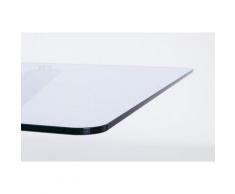 Tavolo Piano in Vetro Rettangolare Gamba Bianco 160x90 Fisso in Vetro...