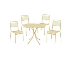 Set Tavolo + 4 Sedie in Acciaio Verniciato Crema Salotto Ocean Cream...