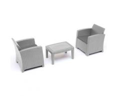 Set Salotto da Giardino in Resina 2 Poltrone e Tavolino Taddei Iseo Grigio Chiaro...