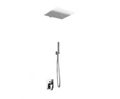 Kit Doccia Soffione Doccino e Miscelatore in Acciaio Inox 40x40 cm da Parete Square...