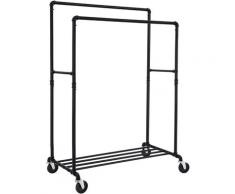Stender Doppio Appendiabiti con Ruote 100x59x146-162 cm Nero...