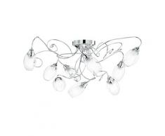 Plafoniera Metallo Cromato decoro Cristallo K9 paralumi Vetro Lampada Elegante Classica E14 Ambiente I-ELY/PL9...