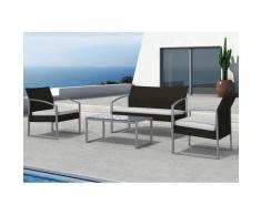 Set Salotto da Giardino Divano + 2 Poltrone + Tavolino Alicante Nero...