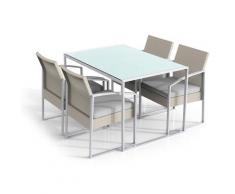 Set Tavolo e 4 Sedie da Giardino in Acciaio e Polyrattan Fadi Bilbao...