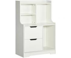 Mobile Dispensa 2 Cassetti e Ripiani 73x35x110 cm in MDF Bianco...
