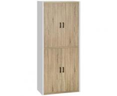 Mobile Dispensa Cucina 4 Ante 80x40x182 cm in MDF Bianco e Legno...