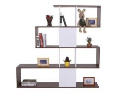 Libreria di Design Moderna Mobili Ufficio Scaffale Bianco e Noce 144x30x125 cm...