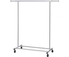 Stender Appendiabiti con Ruote Estendibile 92-132x45,4x160 cm Argento...
