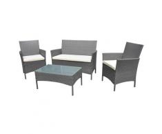 Set Salotto da Giardino Divano 2 Poltrone e Tavolino in Rattan Grigio...