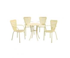 Set Tavolo + 4 Sedie in Acciaio Verniciato Crema Salotto Ginevra...