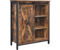 Credenza 3 Scomparti Aperti 1 Anta 70x30x80 cm Marrone...