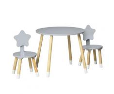 Set Tavolo con 2 Sedie per Bambini in Legno Grigio...
