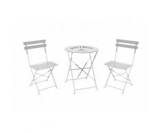 Set da Giardino Pieghevole in Ferro con Tavolo e 2 Sedie Soriani Bistrot Bianco...