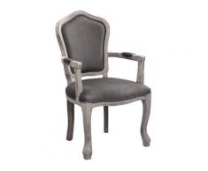 Poltrona Charlene in Velluto Taupe 55x51x100 h cm in Legno Tortora...