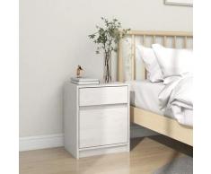 vidaXL Comodino Bianco 40x31x50 cm in Legno Massello di Pino