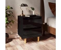 vidaXL Comodino Gambe in Pino Massello 2 pz Nero Laccato 40x35x50 cm