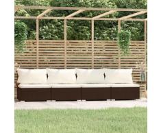 vidaXL Divano a 4 Posti con Cuscini in Polyrattan Marrone