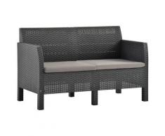 vidaXL Divano da Giardino 2 Posti con Cuscini in Rattan PP Antracite